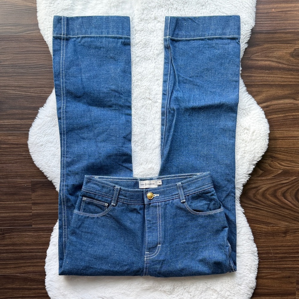Tory Burch Blue Straight Leg Cropped Jeans 100% Cotton size 26